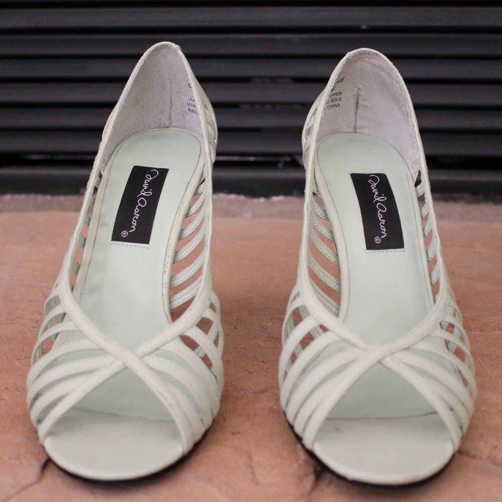 David Aaron Mint Peep Toe Heels